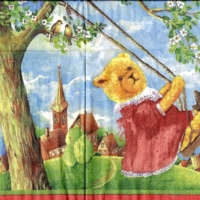 3x napkin Rare Asger Bear Louise red