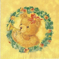 3x napkin Rare Christmas Teddy Bears creamy yellow