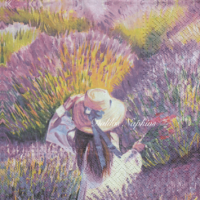 Rare painted Woman – young girl in lavender field  the last piece