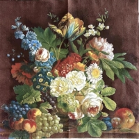 Rare painted still life bouquet / fruit  whole motif