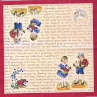 3x napkin Very rare art  Best Greetings Valentine  whole motif