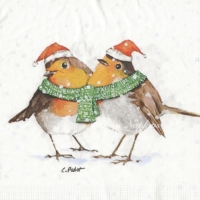 Two sparrows in winter by C. Pabst