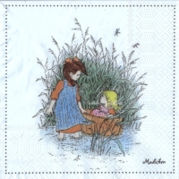 3x napkin Madicken / Mardie by Astrid Lindgren light blue