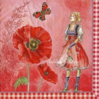 Girl / butterfly poppies red