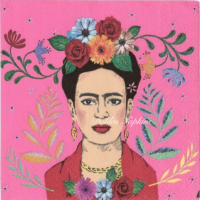 3x napkin Art Frida Kahlo  pink