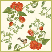 10x napkin Bird on tomato branch cream whole motif