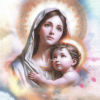 Rare Blessed Virgin Mary with Jesus gold