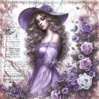 Rare Beautiful girl in a purple dress
