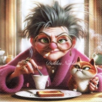 Rare Grandma with cat