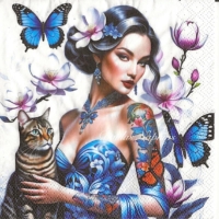 Rare Tattoo Girl with cat
