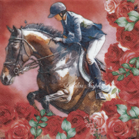 3x napkin Riding horse show jumping  / roses