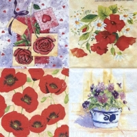Very rare watercolor Poppies – Roses and Margaret