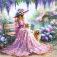 Rare Victorian lady with dogs