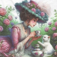 Rare Victorian lady with kitten