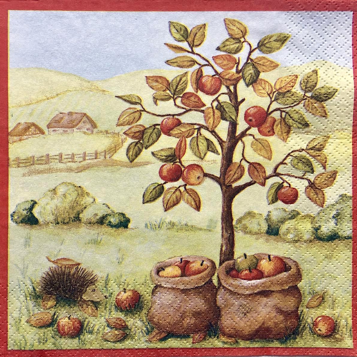 Яблоня осенью для детей