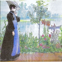 Very rare Indian Summer – Karin by the shore (the artist’s wife) by Carl Larsson