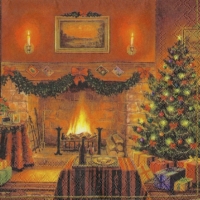 Christmas by the fireplace