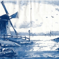 3x napkin Rare Holland windmill landscape