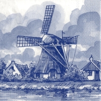 3x napkin Rare Holland windmill watercolour